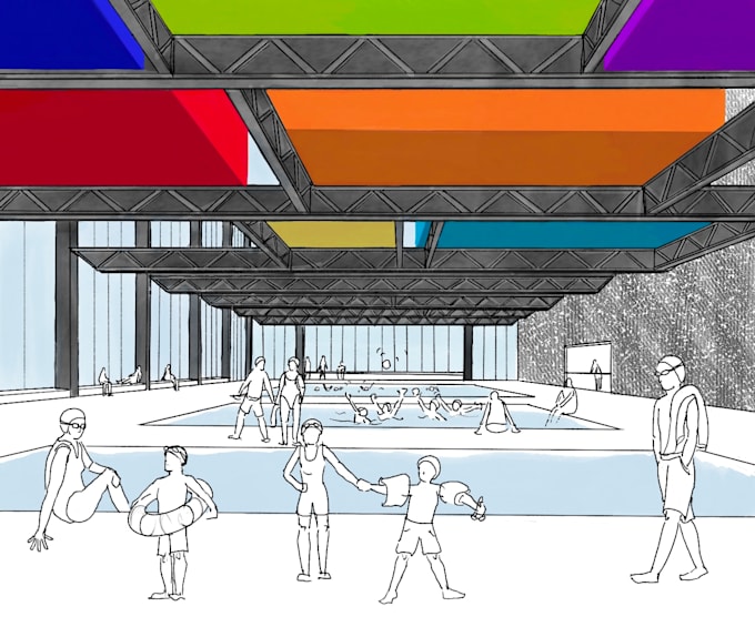 create hand drawn architectural sketches and perspectives