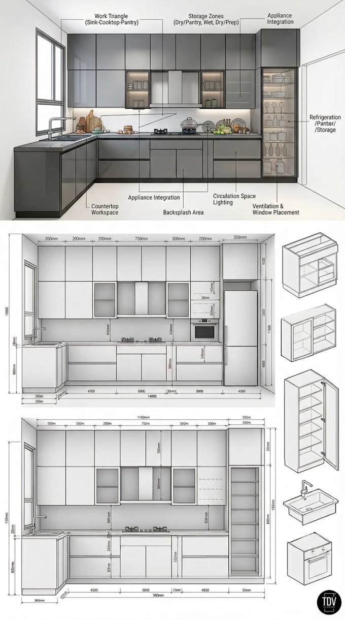 create photorealistic 3d kitchen and bathroom interior design