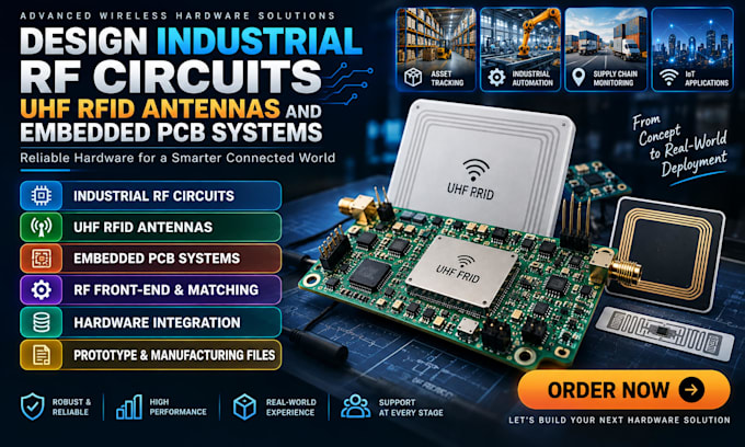 design industrial rf circuits, uhf rfid antennas and embedded pcb systems