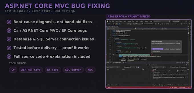 fix bugs in your aspnet core mvc web application
