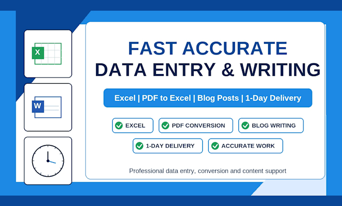 deliver high quality data entry and writing services