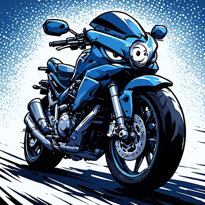 draw cartoon motorcycle illustration from your image