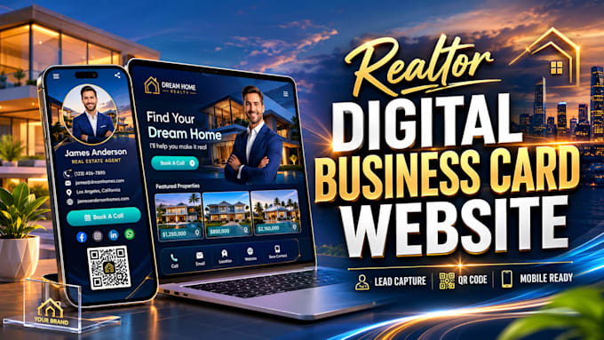 create a realtor digital business card website with lead capture and qr code