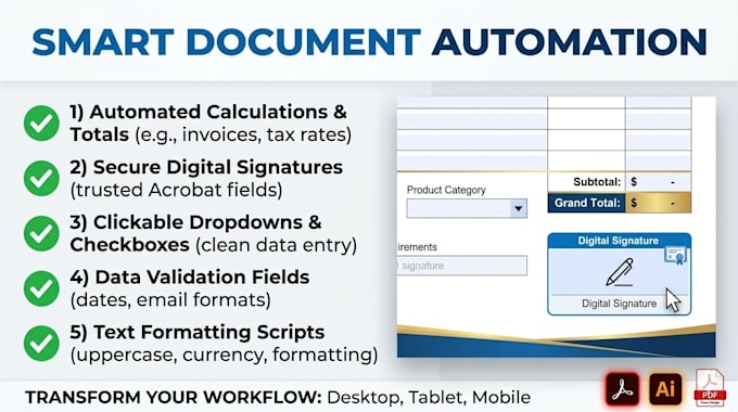 design a corporate fillable pdf form and automated document system