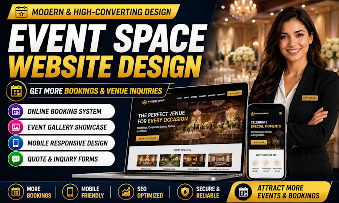 design an event space website with booking system for you