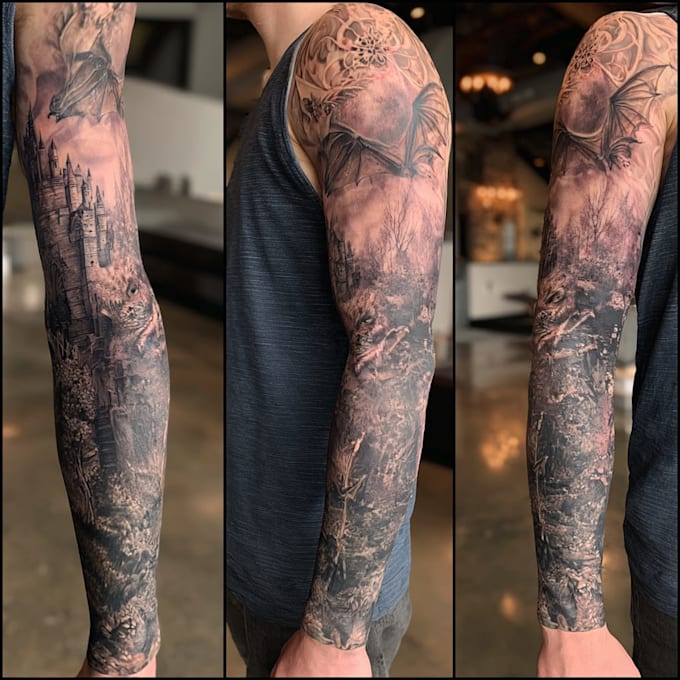 draw a attractive tattoo sleeve art