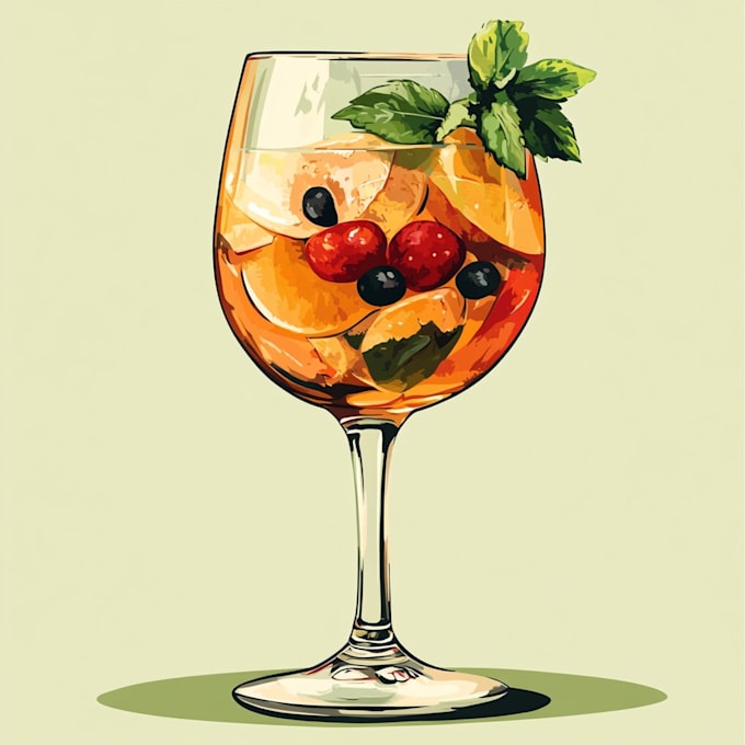 draw food, drinks and any illustrations a cooking theme