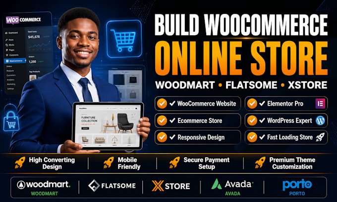 build woocommwerce online store using flatsome,woodmart, or  xstore ecommerce