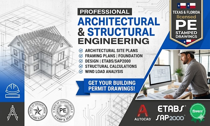 license architectural structural civil engineering plan in texas california ohio
