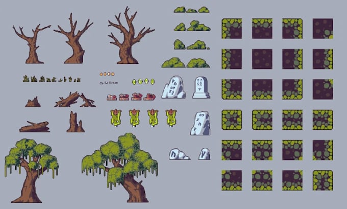 create a pixel art dungeon tileset for rpg maker, unity, and godot games