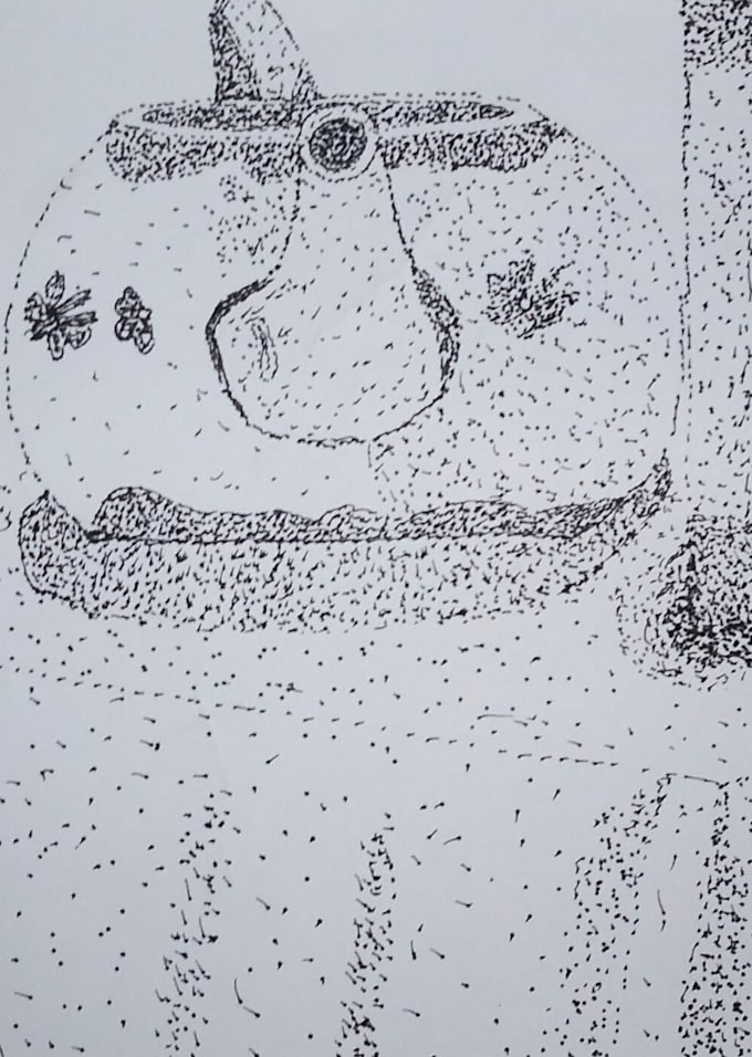 do realistic stippling art and pointer sketch