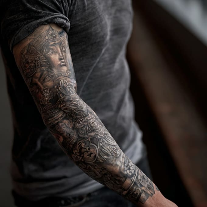 draw a attractive tattoo sleeve art