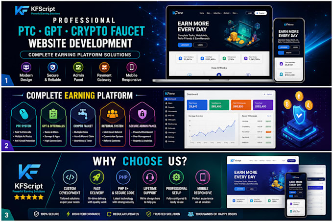 build a professional PTC gpt and crypto faucet website