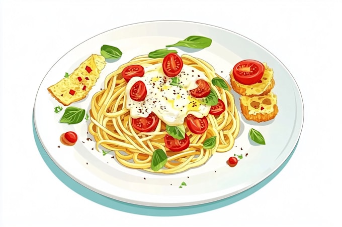 do custom digital food illustrations for menus and branding
