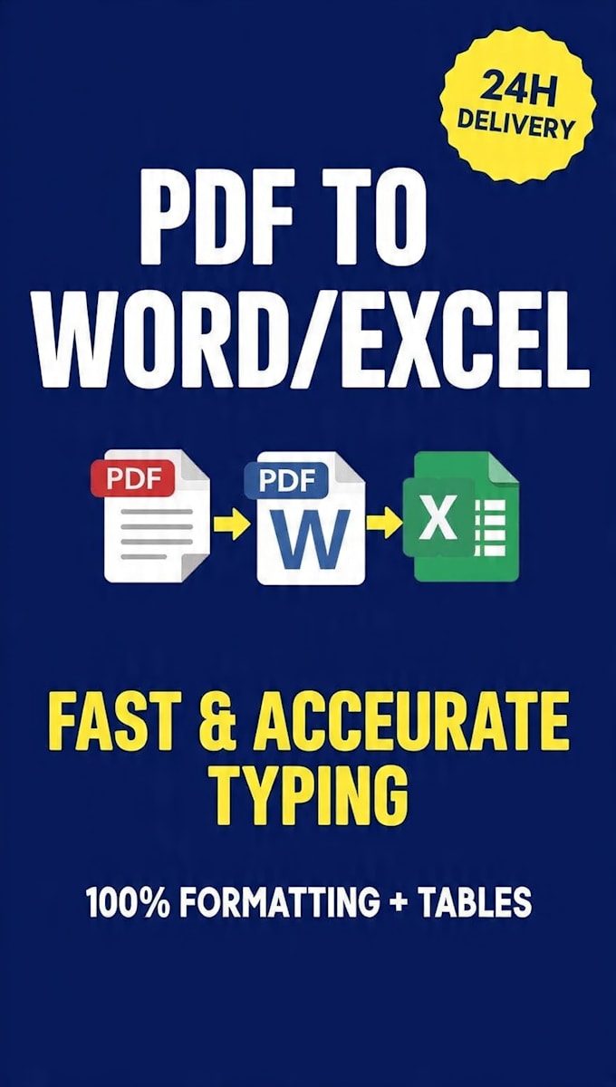type PDF scanned and handwritten docs into word excel fast