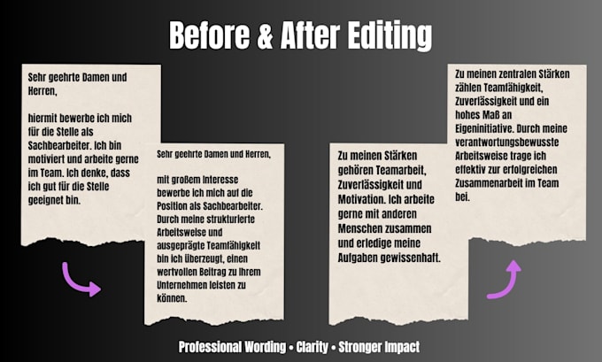 professionally edit and improve your german application documents