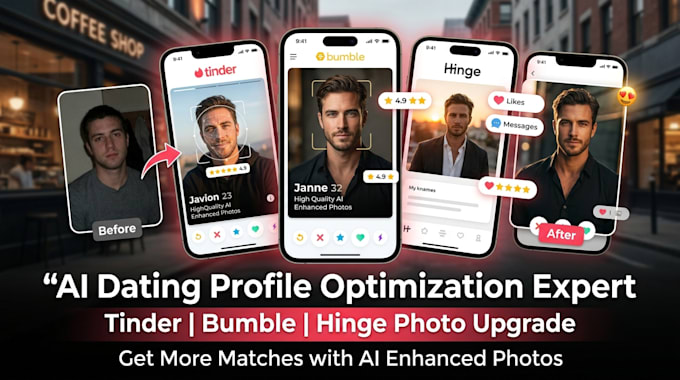 optimize tinder hinge bumble cv profile photos with ai dating profile makeover