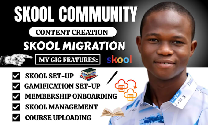 set up skool community, upload course and handle skool migration