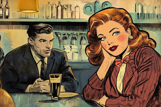 draw old retro distressed comic illustration