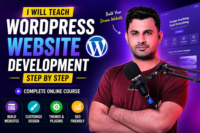 teach wordpress website development step by step online