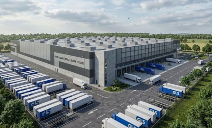 3d warehouses, factories , industrial space design visualized rendering