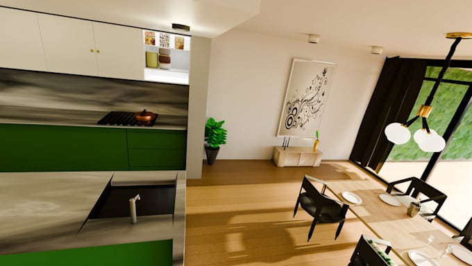 realistic 3d interior rendering and architectural