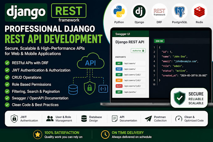 build django rest API with authentication and documentation