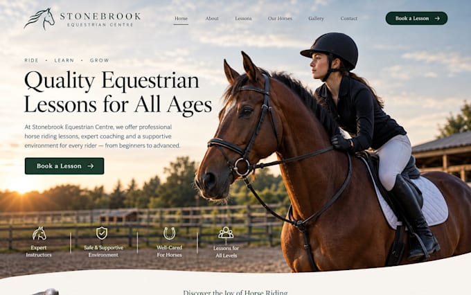 design redesign squarespace equestrian website horse riding school website
