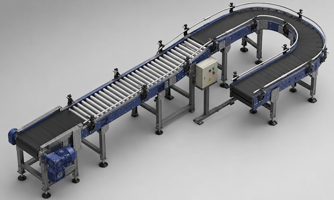 design conveyor system material handling equipment manufacturing cad assemblies