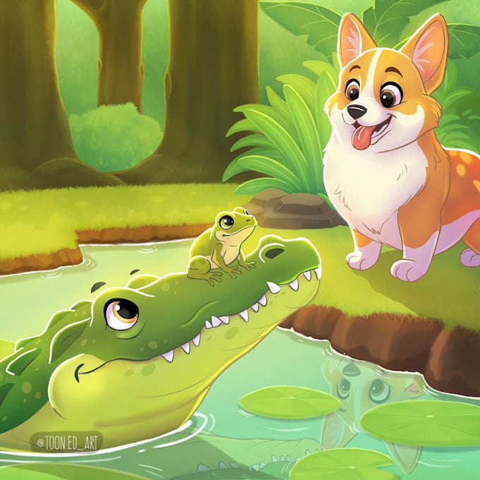draw animal children book illustration