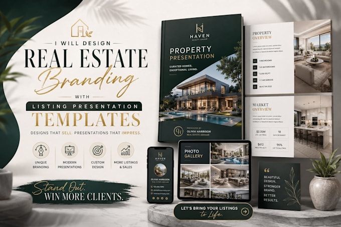 design real estate branding with listing presentation templates
