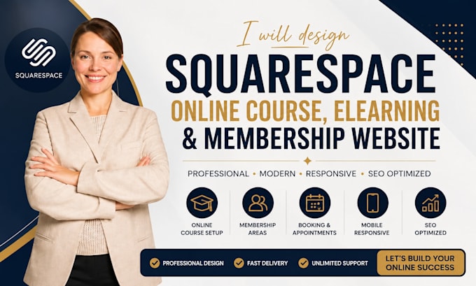 design squarespace online course website elearning membership website design