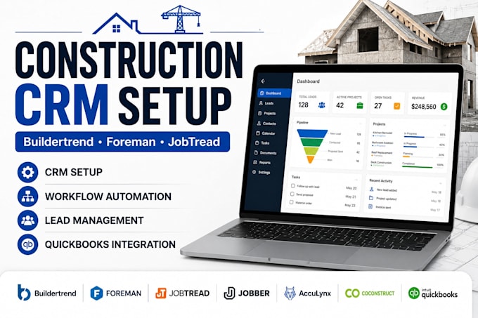 setup buildertrend foreman jobtread jobber acculynx coconstruct quickbooks CRM