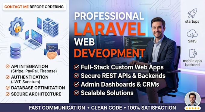 build custom laravel API, backend dashboard and admin panel