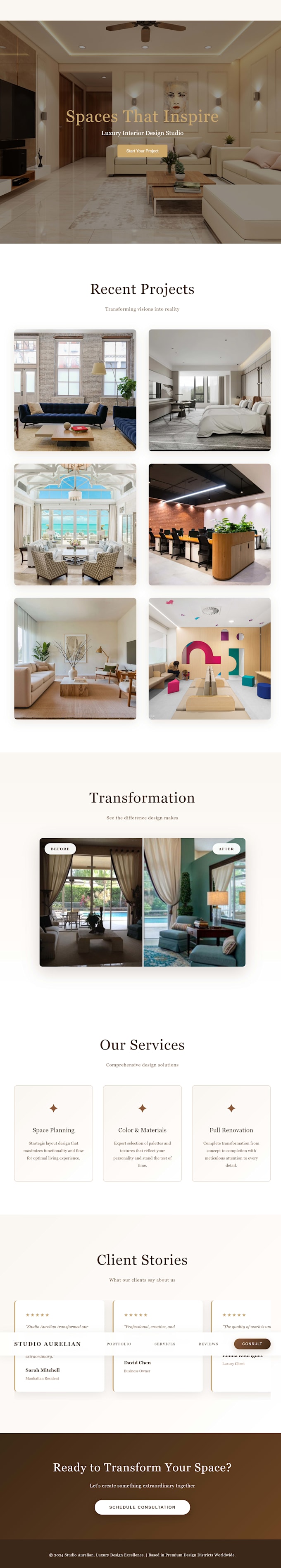 create modern website design with animations, responsive layout and smooth UX