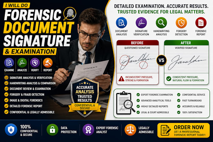 do forensic document examination, signature analysis, and forgery detection