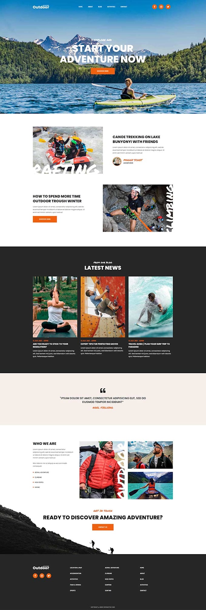 do outdoor recreation website design