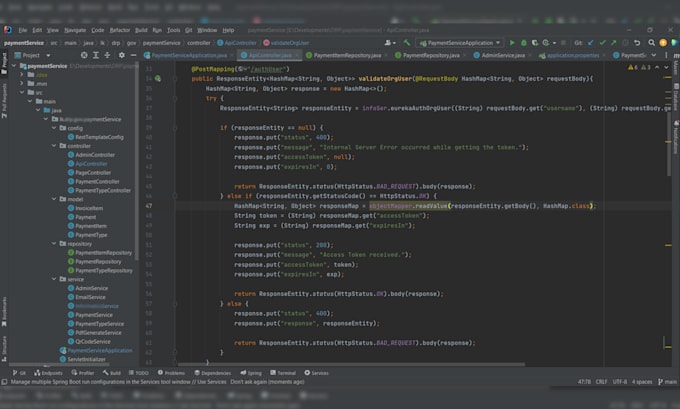develop, fix java spring boot backend apis and applications
