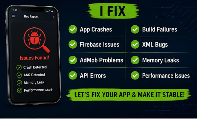 fix android app bugs, crashes, anrs, kotlin issues, and app performance problems