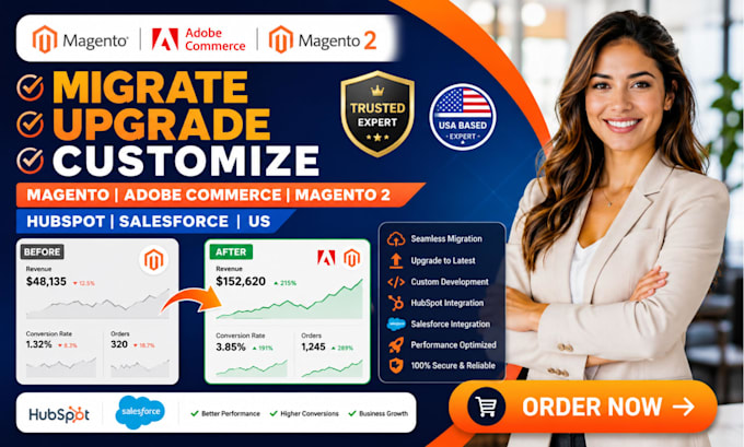 migrate upgrade customize magento adobe commerce magento 2 hubspot salesforce US