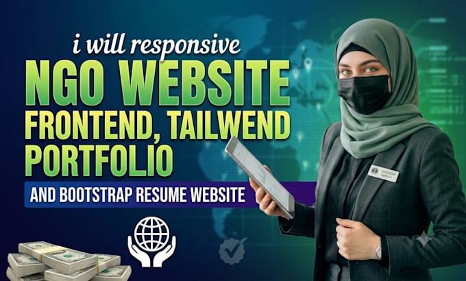responsive ngo website frontend, tailwind portfolio and bootstrap resume website