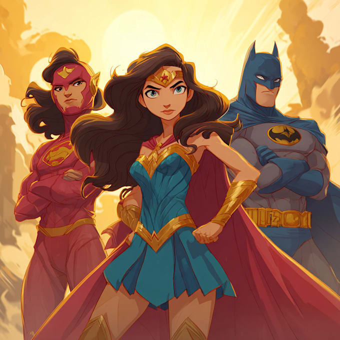 illustrate a superhero pop art portrait