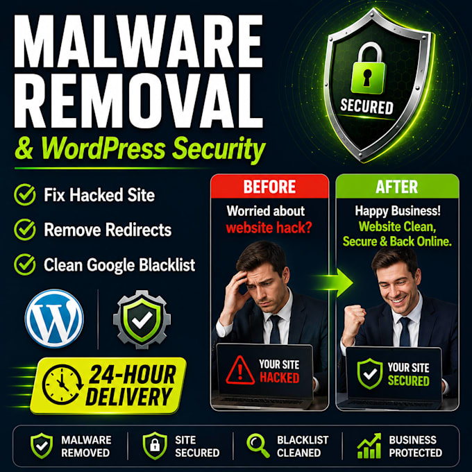 do wordpress malware removal, fix hacked site, and security hardening