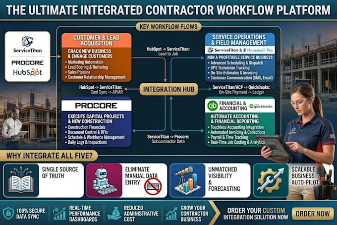 integrate servicetitan housecall pro procore hubspot quickbooks contractors
