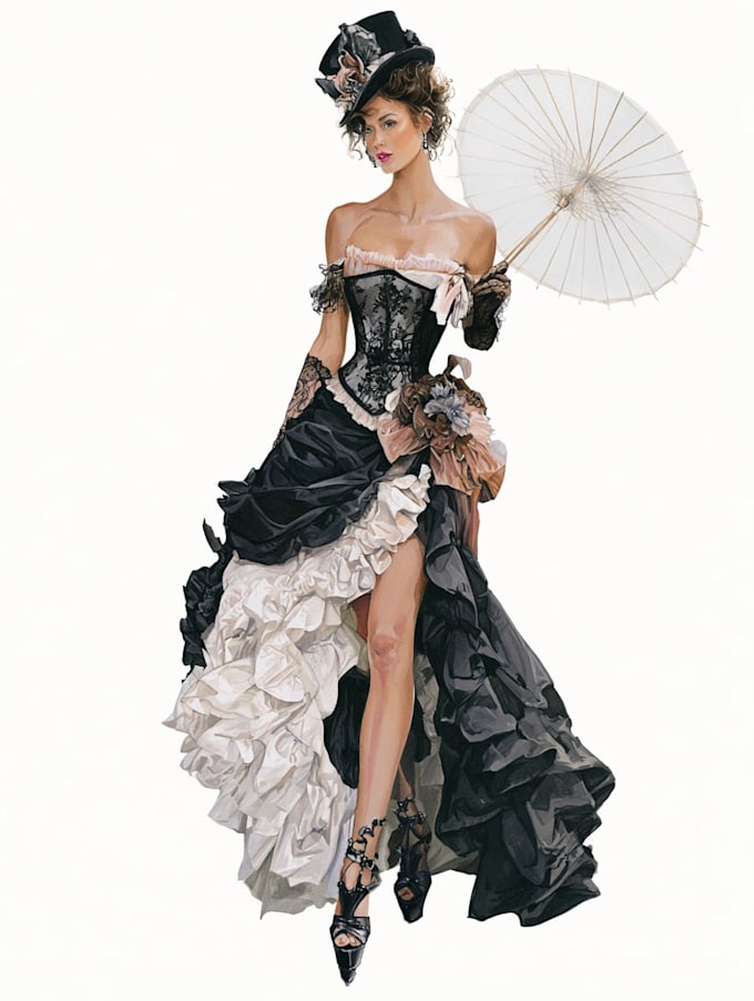draw fashion illustration, sketch, portrait