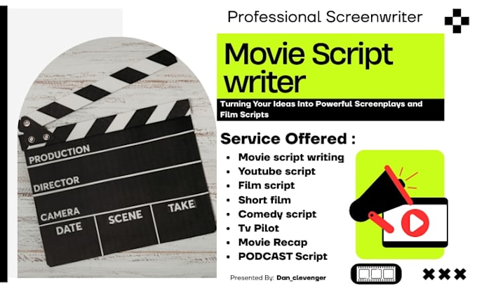 write screenplay, moviescript, tv pilot and short film