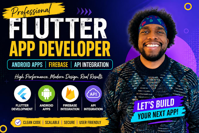 develop flutter mobile apps for android, ios, firebase, apis and ai integration