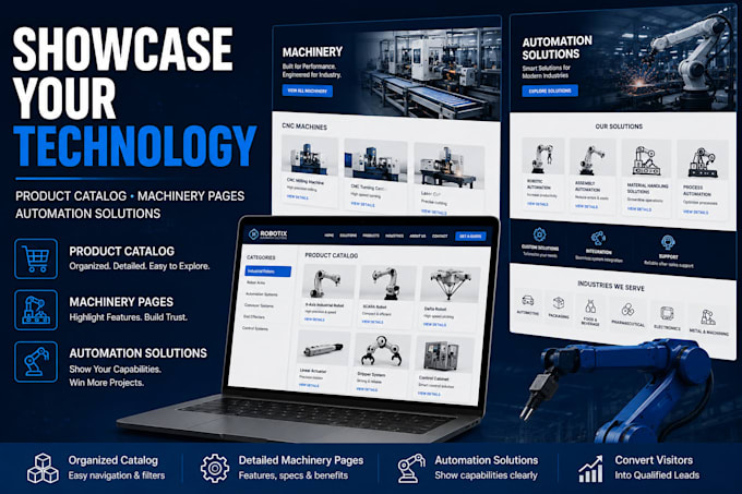 create industrial robotics website for automation and machinery brands