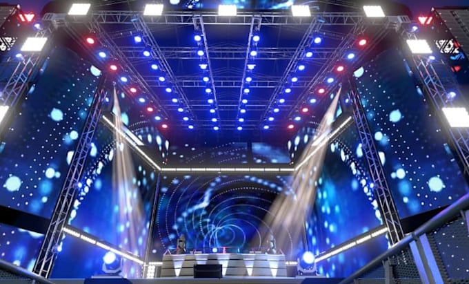design 3d stage lighting, event and concert lighting with realistic render