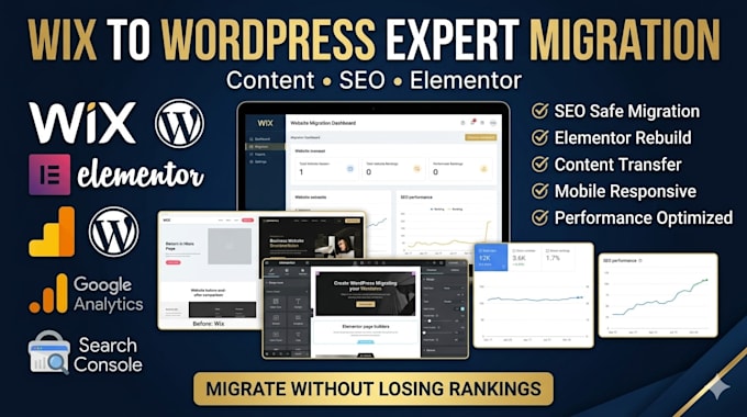 migrate wix website to wordpress elementor without losing content, seo strcuctur